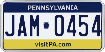 PA license plate JAM0454