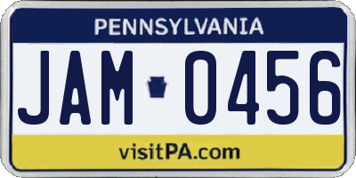 PA license plate JAM0456