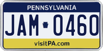 PA license plate JAM0460