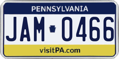 PA license plate JAM0466