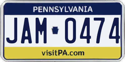 PA license plate JAM0474