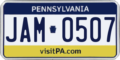 PA license plate JAM0507