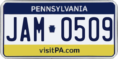 PA license plate JAM0509