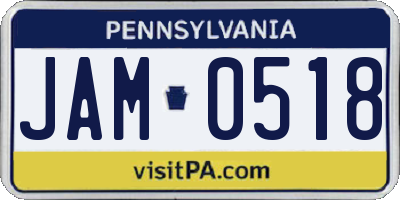 PA license plate JAM0518