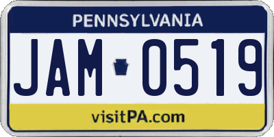 PA license plate JAM0519