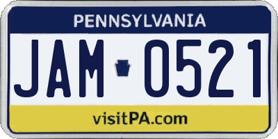 PA license plate JAM0521