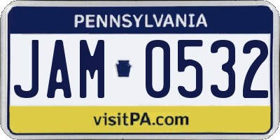 PA license plate JAM0532