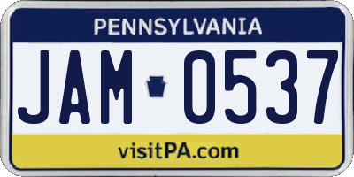 PA license plate JAM0537