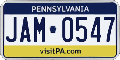 PA license plate JAM0547