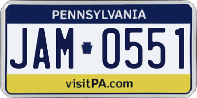 PA license plate JAM0551