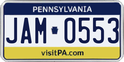 PA license plate JAM0553