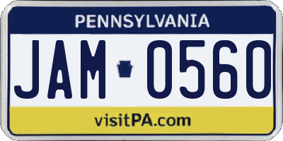 PA license plate JAM0560