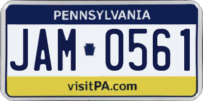 PA license plate JAM0561