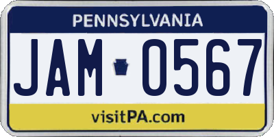 PA license plate JAM0567