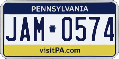 PA license plate JAM0574