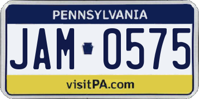 PA license plate JAM0575