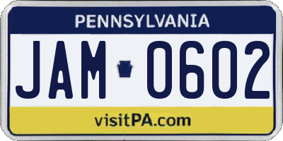 PA license plate JAM0602