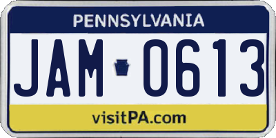PA license plate JAM0613