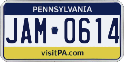 PA license plate JAM0614