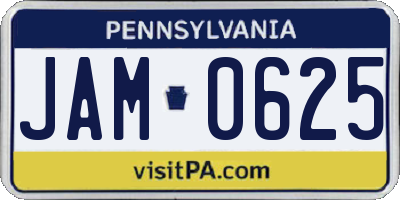 PA license plate JAM0625