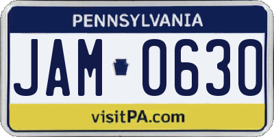 PA license plate JAM0630