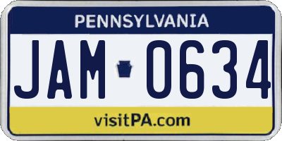 PA license plate JAM0634