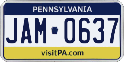 PA license plate JAM0637