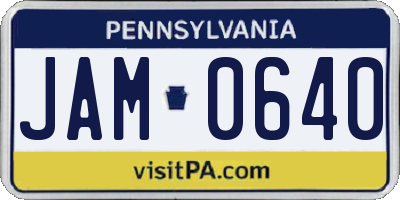 PA license plate JAM0640