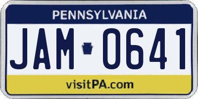 PA license plate JAM0641
