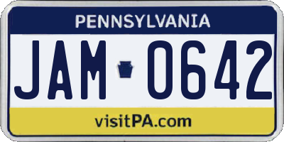 PA license plate JAM0642