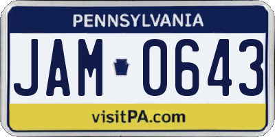 PA license plate JAM0643