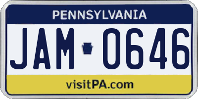 PA license plate JAM0646