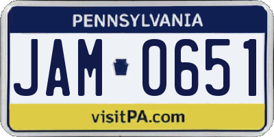PA license plate JAM0651