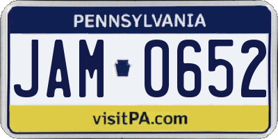 PA license plate JAM0652