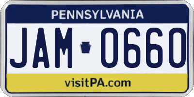 PA license plate JAM0660