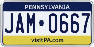 PA license plate JAM0667