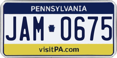 PA license plate JAM0675