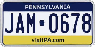 PA license plate JAM0678