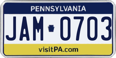 PA license plate JAM0703