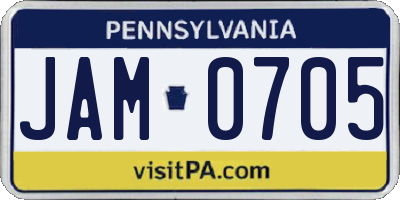 PA license plate JAM0705