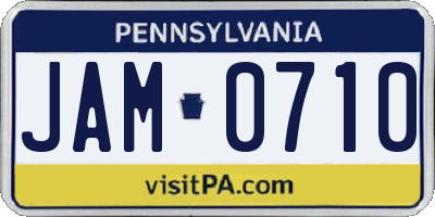 PA license plate JAM0710
