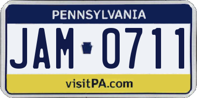 PA license plate JAM0711