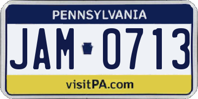 PA license plate JAM0713