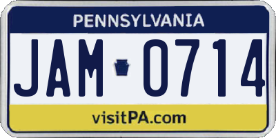 PA license plate JAM0714