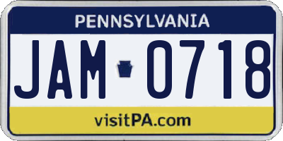 PA license plate JAM0718