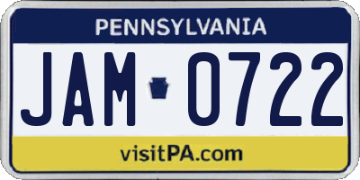 PA license plate JAM0722