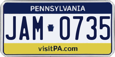 PA license plate JAM0735