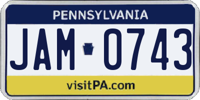 PA license plate JAM0743