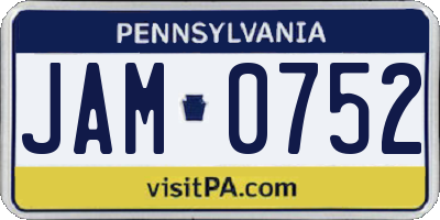 PA license plate JAM0752