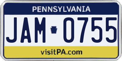 PA license plate JAM0755
